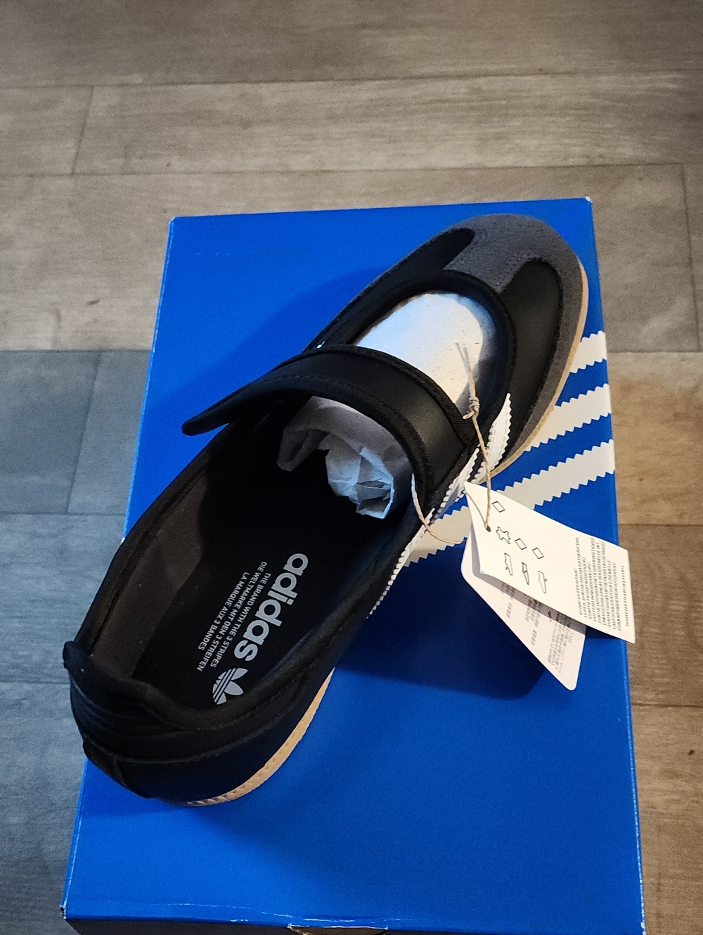 Adidas Black and Gray Leather Velcro Sneaker